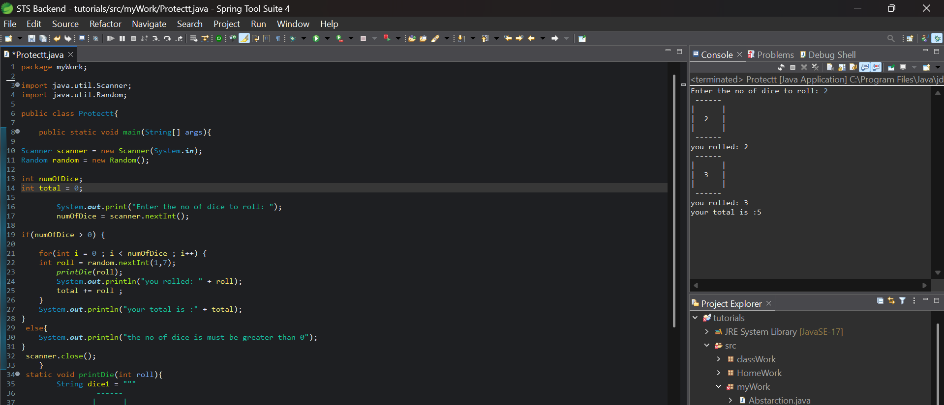 Dice Roll Simulator Project screenshot
